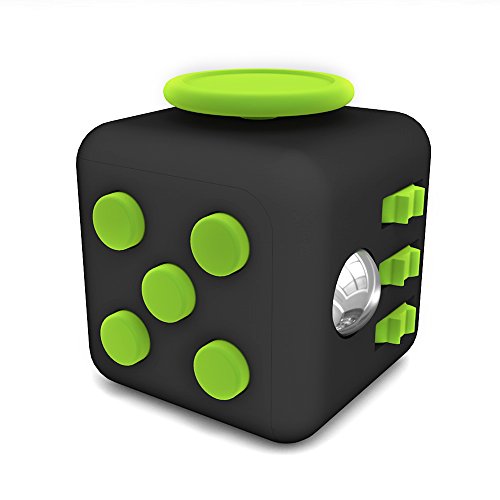 Tepoinn Fidget Cube Toy Ansiedad Atención Stress Relief Stock Stuffer Alivia el estrés para niños y adultos (Verde y negro)